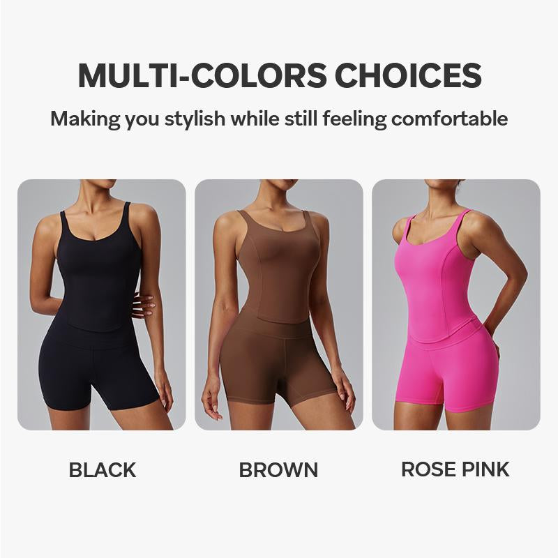 AFZ Two-Piece Set Women'S Solid round Neck Tee & High Waist Biker Shorts Tracksuit Set, Casual Sportswear for Indoor Outdoor Wear, Gymwear, Yoga Tracksuit Set, Workout Sets Women, Fitness Clothes